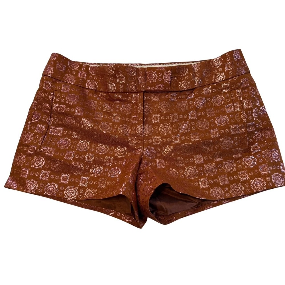 J. Crew Silk Cotton Short with Metallic Embellishment Bronze Pink‎ Brown Size 6